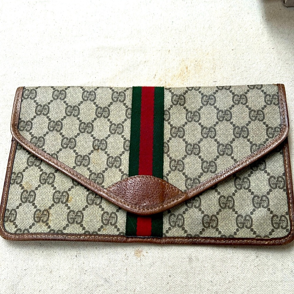 GUCCI - OPHIDIA CLOTH CLUTCH BAG